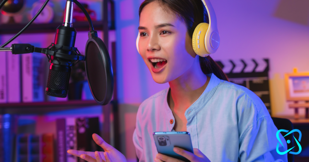 woman making content for her podcast